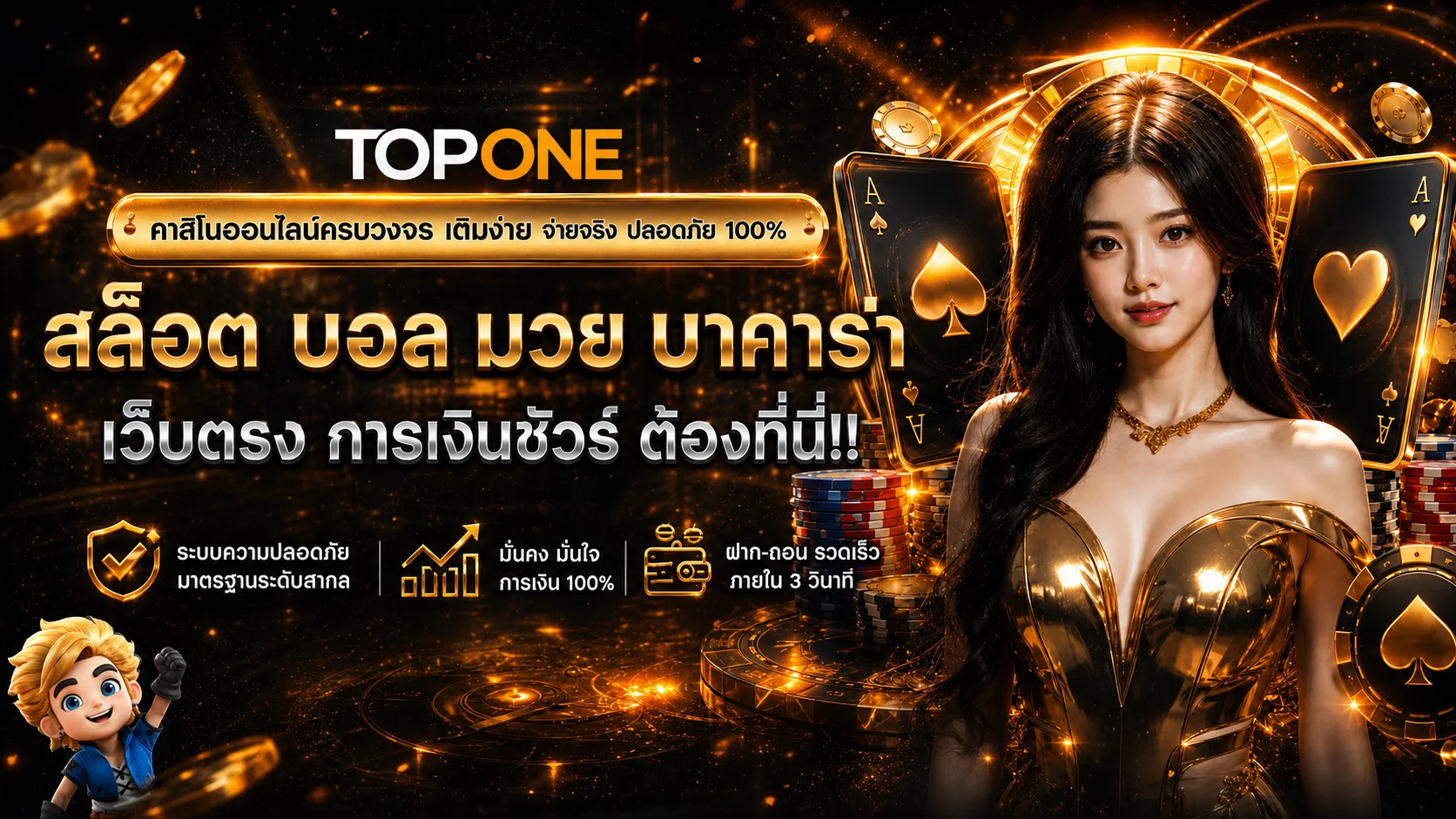 แบนเนอร์ TOPONE สล็อตเว็บตรงและเกมคาสิโนออนไลน์
